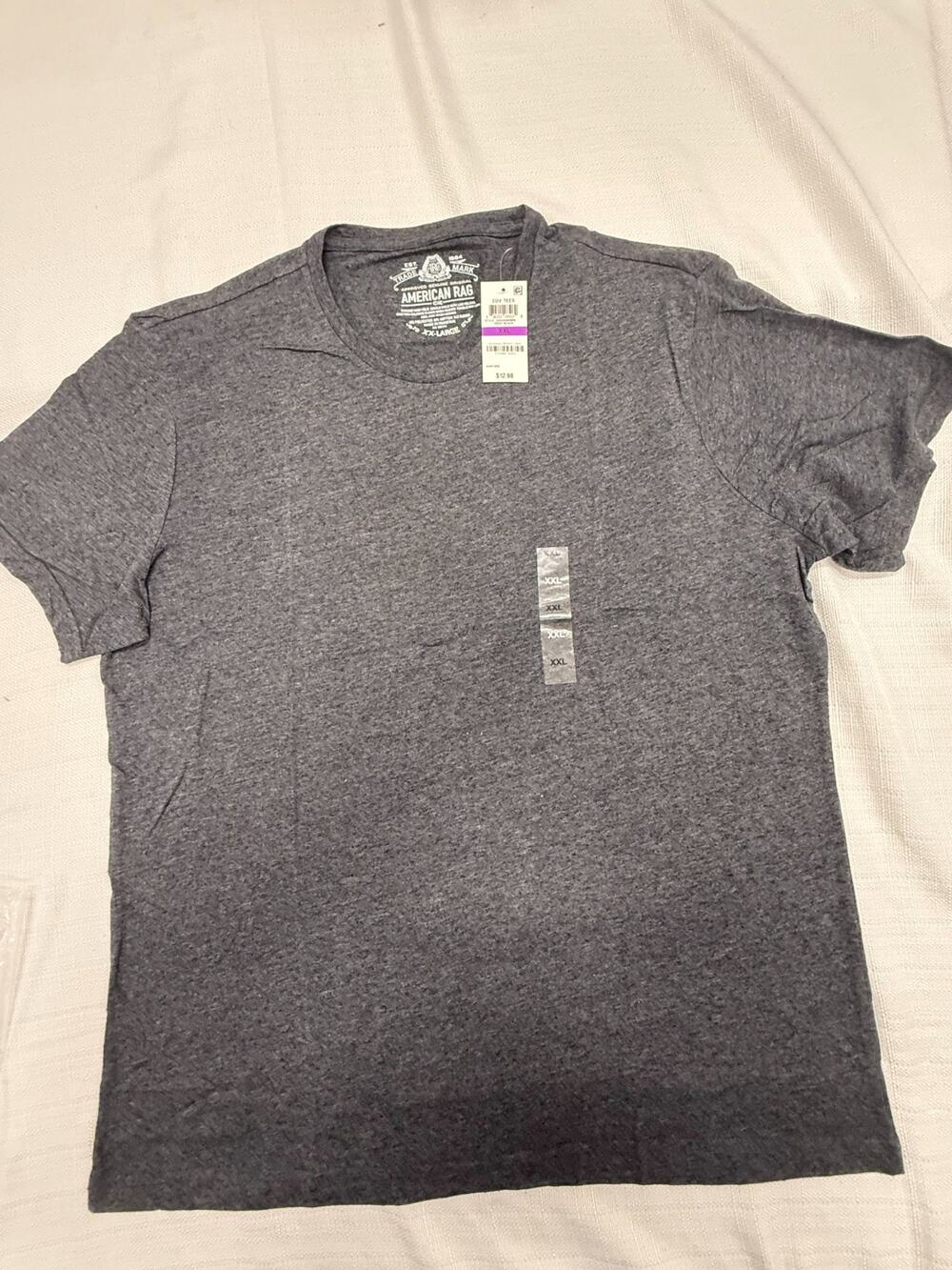 American Rag Cie Mens XXL Heather Charcoal Crew Neck T Shirt NWT Short Sleeve
